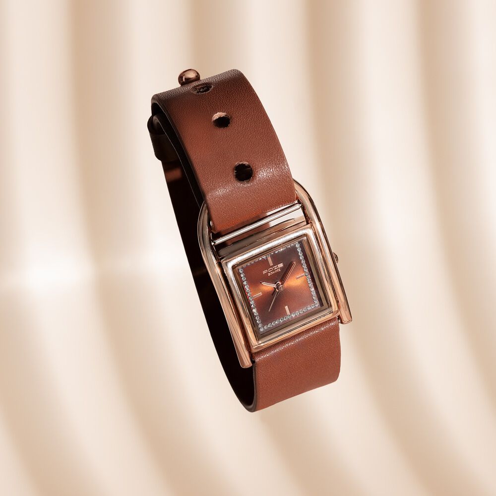 Buy Online Sonata Poze Quartz Analog Brown Dial Brown Leather