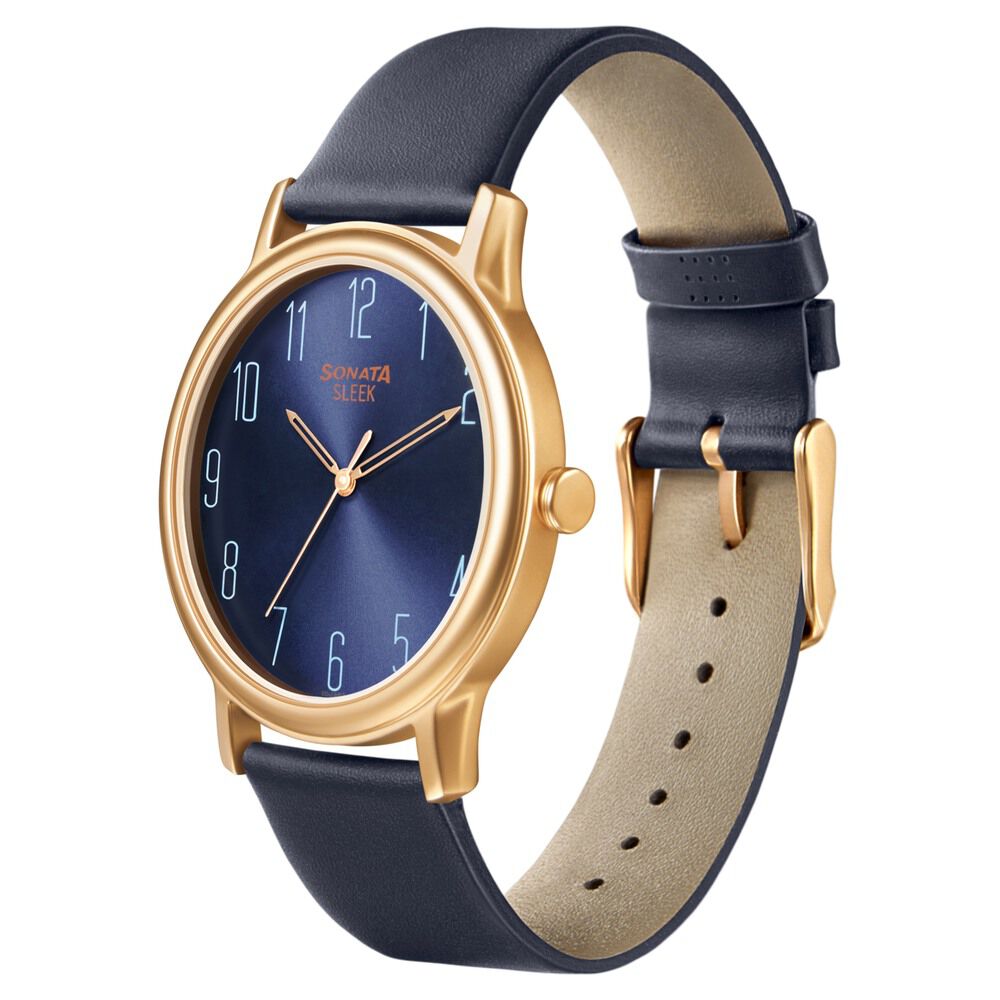 Buy Online Sonata Quartz Analog Blue Dial Leather Strap Watch for Men nn7128wl05 Sonata