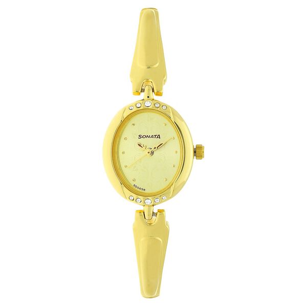 Sonata Wedding Champagne Dial Women Watch With Metal Strap - image number 0