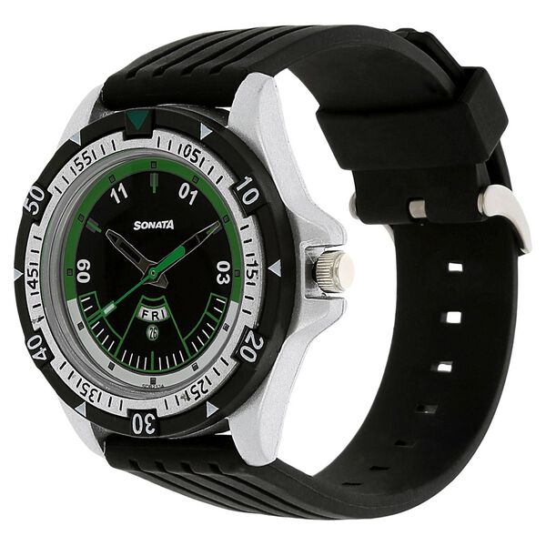 SF Quartz Analog Black Dial Plastic Strap Watch for Men - image number 1