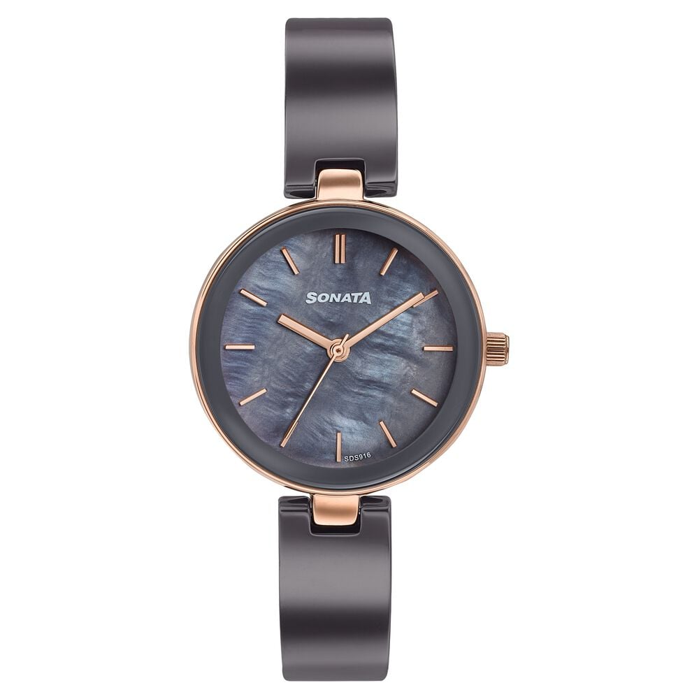 Sonata Festive Quartz Analog Grey Dial Two Toned Ceramic & Metal Strap Watch For Women-image-9