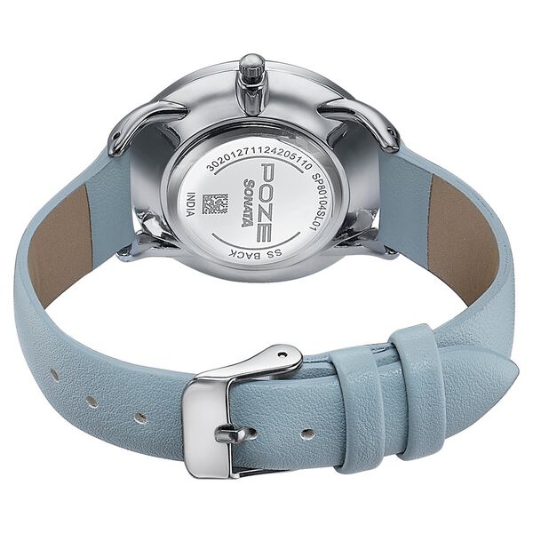 Sonata Poze Quartz Analog Blue Dial Leather Strap Watch For Women - image number 4