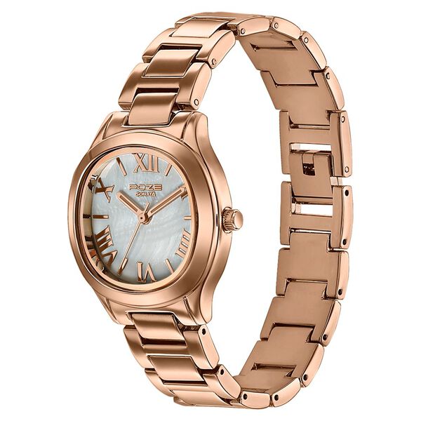 Poze By Sonata Quartz Analog White Mother of Pearl Dial Rose Gold Metal Strap Watch For Women - image number 4
