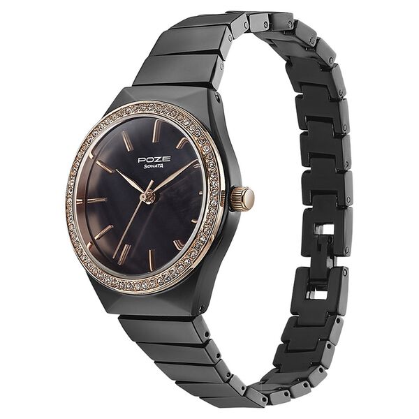 Sonata Poze Quartz Analog Brown Dial Metal Strap Watch for Women - image number 3