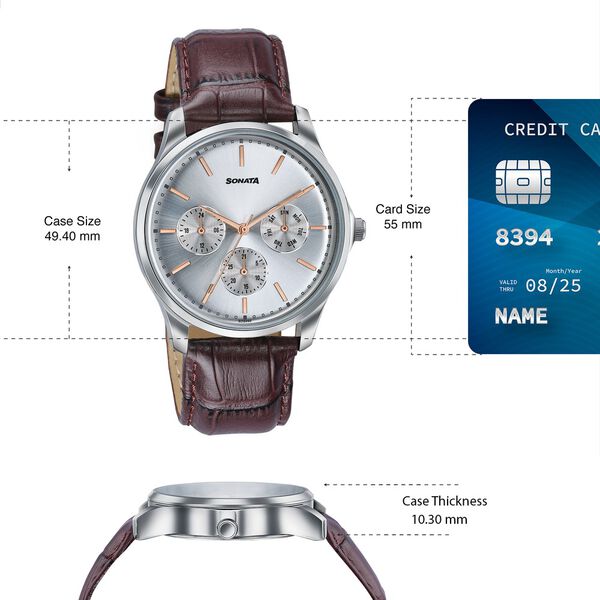 Sonata Men's Work Wear silver dial Watch - Premium Multifunction design for everyday style - image number 3