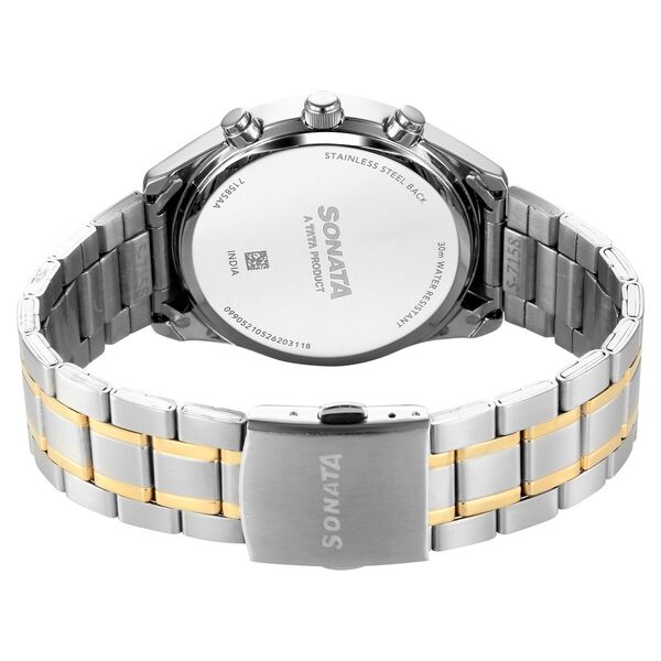 Sonata Summit Quartz Multifunction White Dial Two Toned Metal Strap Watch For Men - image number 6