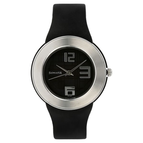 SF Quartz Analog Black Dial Plastic Strap Watch for Women - image number 0