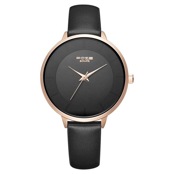 Poze by Sonata Quartz Analog Black Dial PU Leather Strap Watch for Women - image number 0
