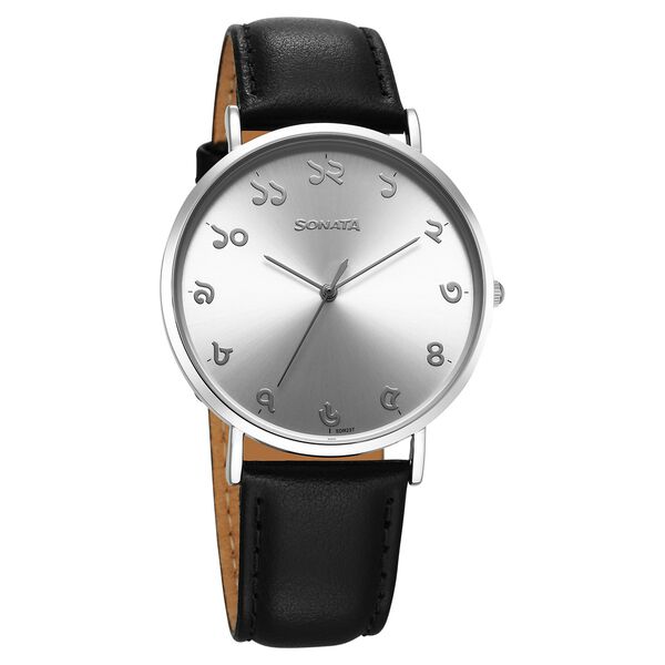 Sonata Regional Edition Bengal Quartz Analog Silver Dial Leather Strap Watch For Men - image number 0