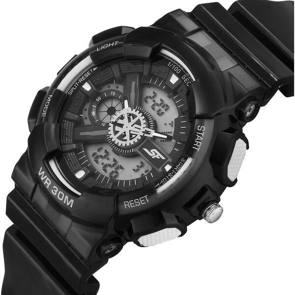 Sonata SF Spectra Quartz Digital Black Dial Translucent Black PU Strap Watch For Men - image number 2