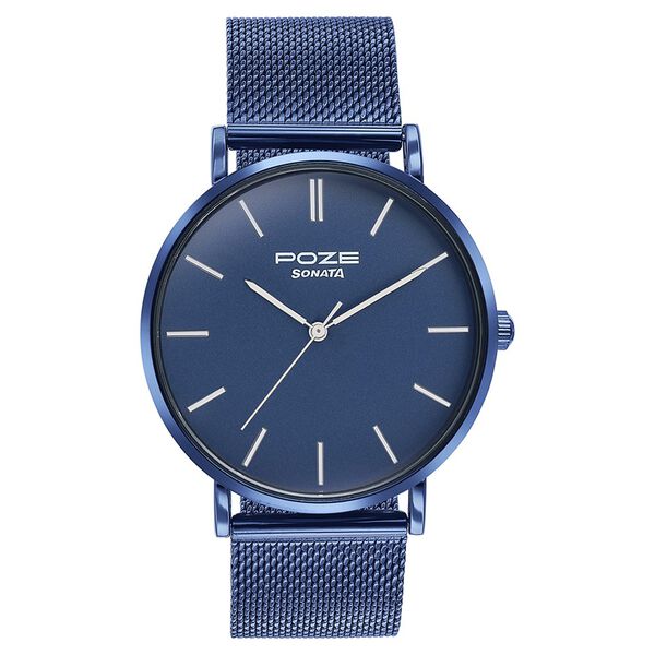 Sonata Poze Quartz Analog Blue Dial Blue Metal Strap Watch For Men - image number 1