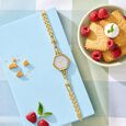 Poze Poze Quartz Analog White Dial Rose Gold Metal Strap Watch For Women