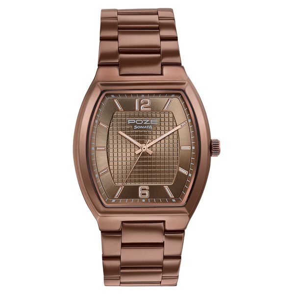 Poze By Sonata Quartz Analog Brown Dial Brown Metal Strap Watch For Men - image number 1