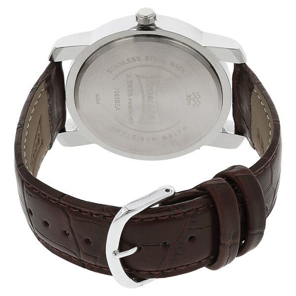 Sonata Quartz Analog Silver Dial Leather Strap Watch for Men - image number 3