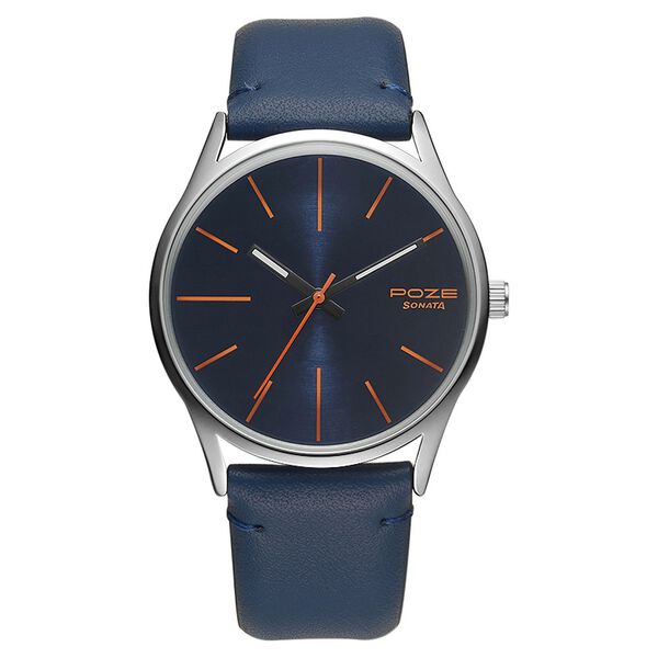 Poze by Sonata Quartz Analog Blue Dial PU Leather Strap Watch for Men - image number 0