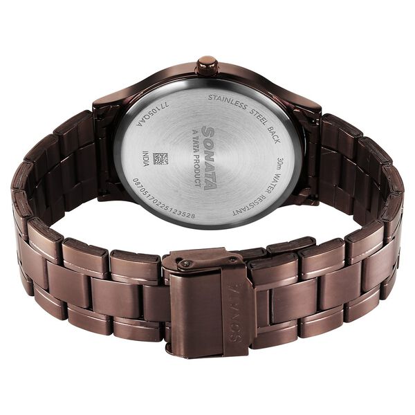 Sonata Aspire Quartz Analog Brown Dial Stainless Steel Strap Watch For Men - image number 4