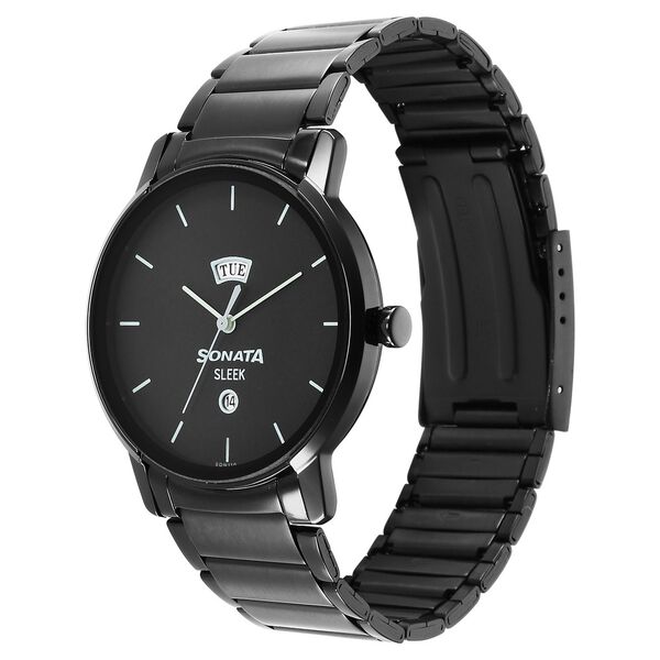 Sleek Black Dial Analog with Day and Date Watch for Men - image number 1