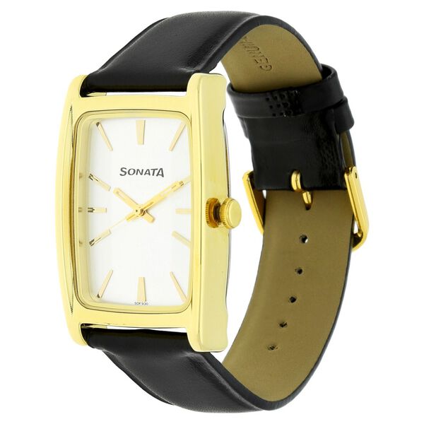 Sonata Quartz Analog Silver Dial Leather Strap Watch for Men - image number 1