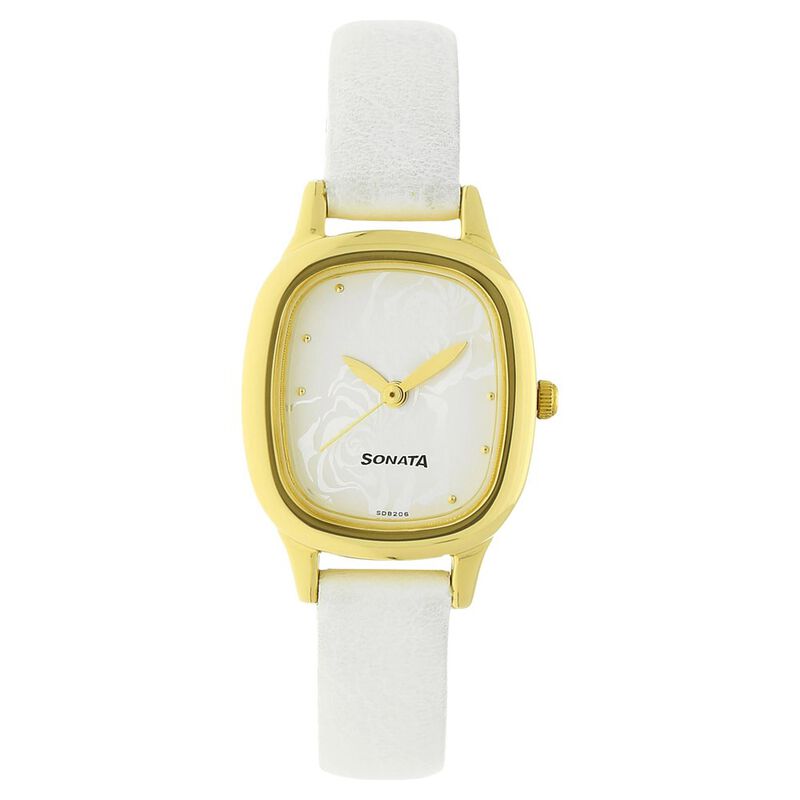 Buy Online Sonata Quartz Analog White Dial Leather Strap Watch for