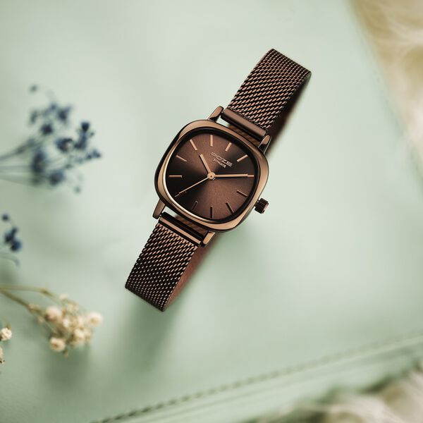 Sonata Poze Quartz Analog Brown Dial Mesh Strap Watch for Women - image number 0