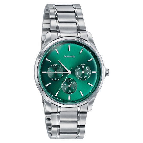 Sonata Men's Work Wear emerald green dial Watch - Premium Multifunction design for everyday style - image number 1