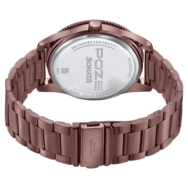 Sonata Poze Quartz Analog Brown Dial Brown Metal Strap Watch For Men - image number 4