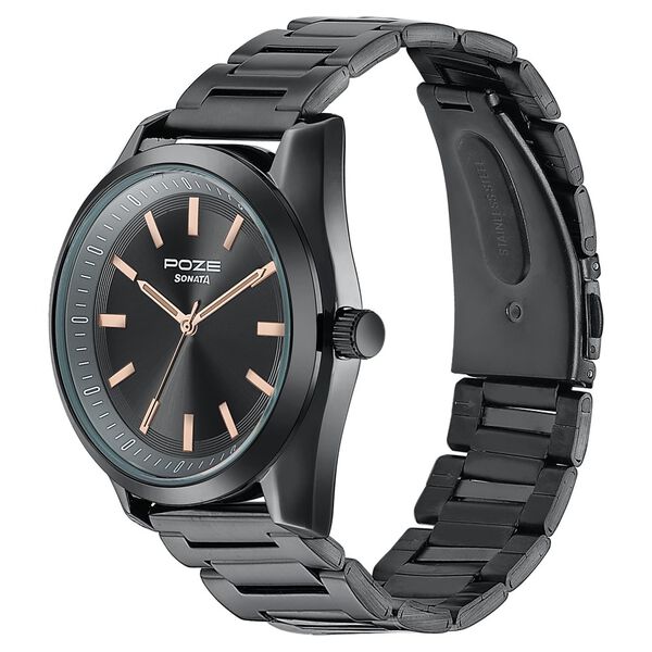 Sonata Poze Quartz Analog Grey Dial Metal Strap Watch For Men - image number 3