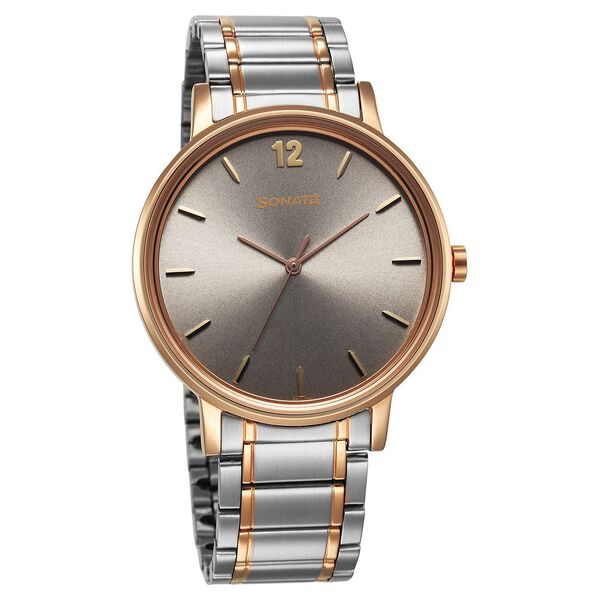 Sonata Utsav Quartz Analog Silver Dial Stainless Steel Strap Watch for Men - image number 0