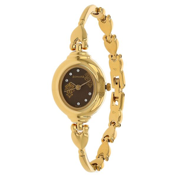Sonata Quartz Analog Brown Dial Metal Strap Watch for Women - image number 1