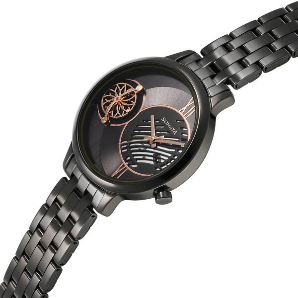 Sonata Unveil Quartz Analog Grey Dial Metal Strap Watch for Women - image number 2