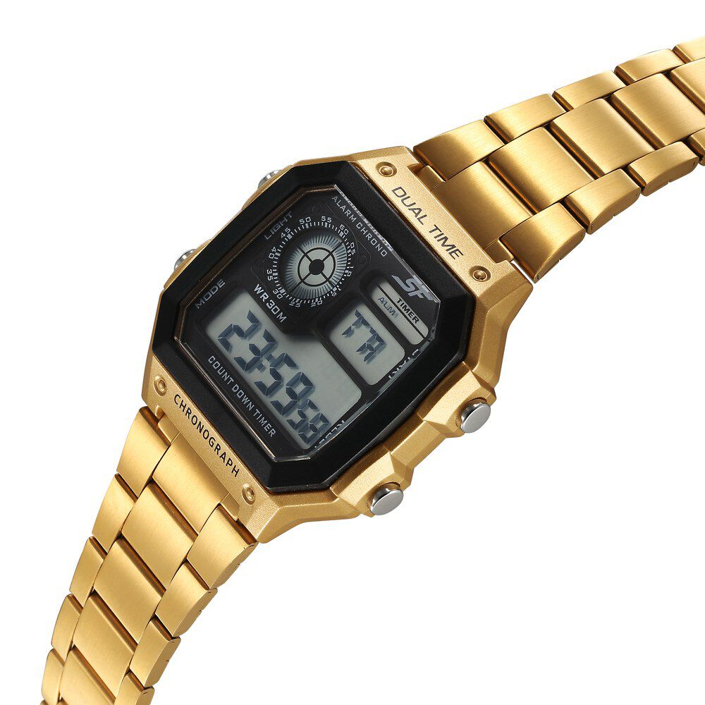 Black and gold digital watch hot sale