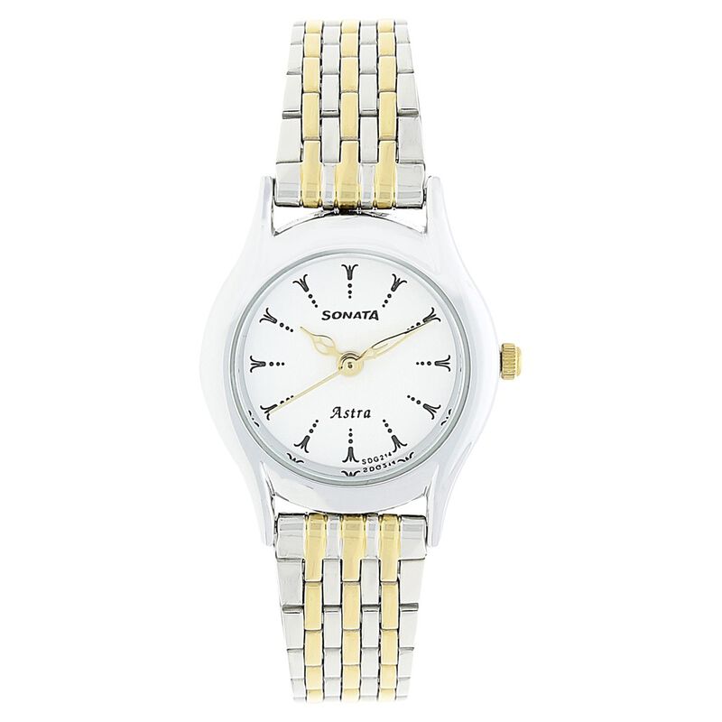Sonata Quartz Analog White Dial Stainless Steel Strap Watch for Women - image number 0