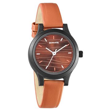 Sonata Play Brown Dial Women Watch With Leather Strap