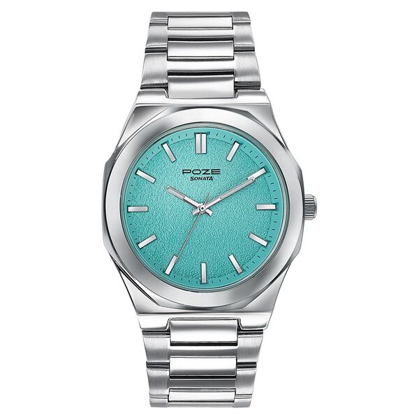 Sonata Poze Quartz Analog Blue Dial Silver Colour Stainless Steel Strap Watch For Men - image number 2