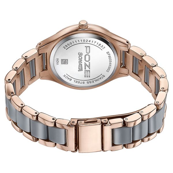 Sonata Poze Quartz Analog Grey Dial Metal Strap Watch For Women - image number 5