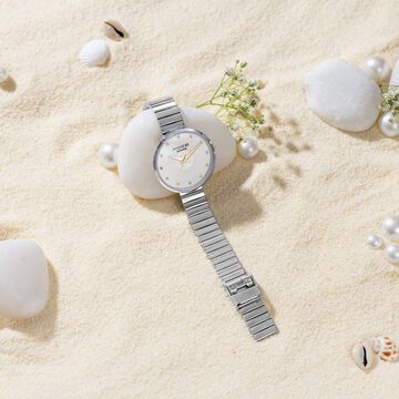 Sonata Poze Quartz Analog White Dial Stainless Steel Strap Watch For Women