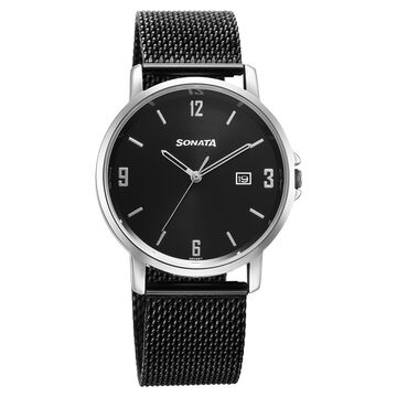 Sonata Quartz Analog Black Dial Watch for Men