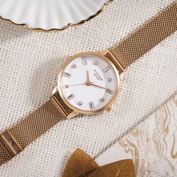 Sonata Poze Quartz Analog White Dial Mesh Strap Watch for Women
