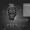 Sonata Summit Quartz Multifunction Black Dial Black Metal Strap Watch For Men - image number 3