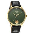 Sonata Gold Quartz Analog Sacred Forest Green With Gold Coin Dial Black Leather Strap Watch For Men - image number 0