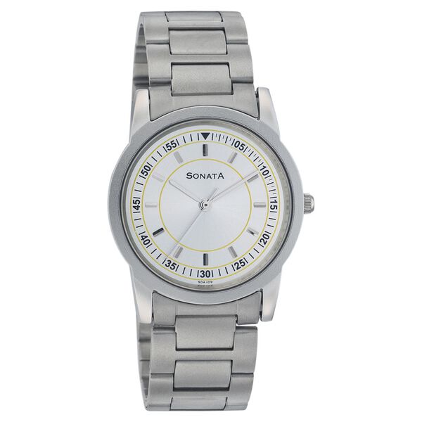 Sonata Quartz Analog Silver Dial Strap Watch for Men - image number 0