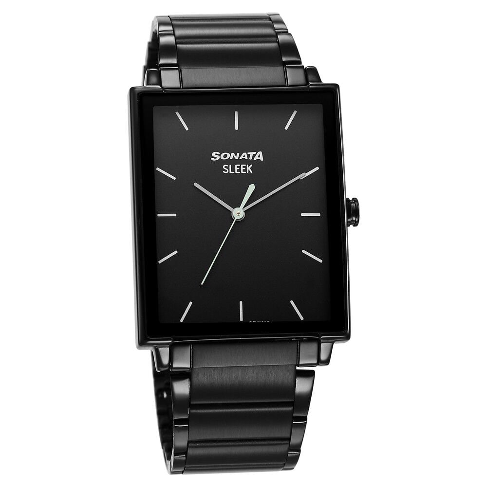 Sonata sleek black dial analog watch for men with date function new arrivals