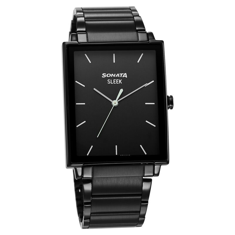 Buy Online Sonata Sleek Black Dial Analog Watch for Men ns7148nm01