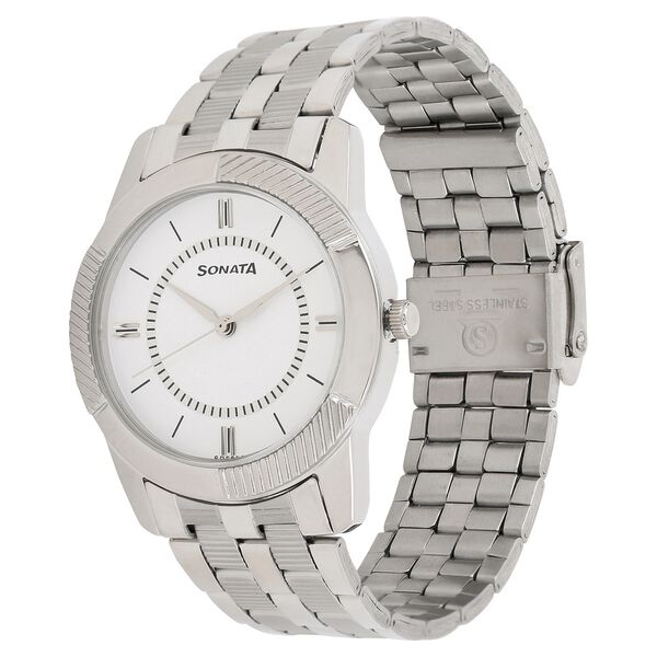 Sonata Quartz Analog Silver Dial Stainless Steel Strap Watch for Men - image number 1