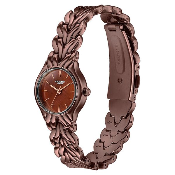 Poze Poze Quartz Analog Brown Dial Brown Metal Strap Watch For Women - image number 4