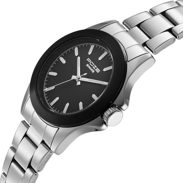 Sonata Poze Quartz Analog Black Dial Silver Stainless Steel Strap Watch For Men - image number 4