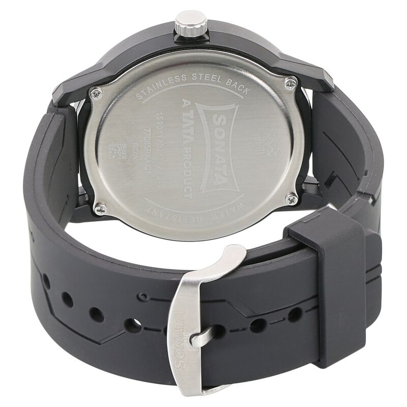 Buy Online Sonata Quartz Analog Black Dial Plastic Strap Watch for