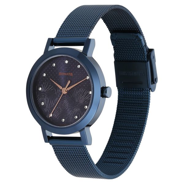 Sonata Quartz Analog Blue Stainless Steel Strap for Women - image number 1
