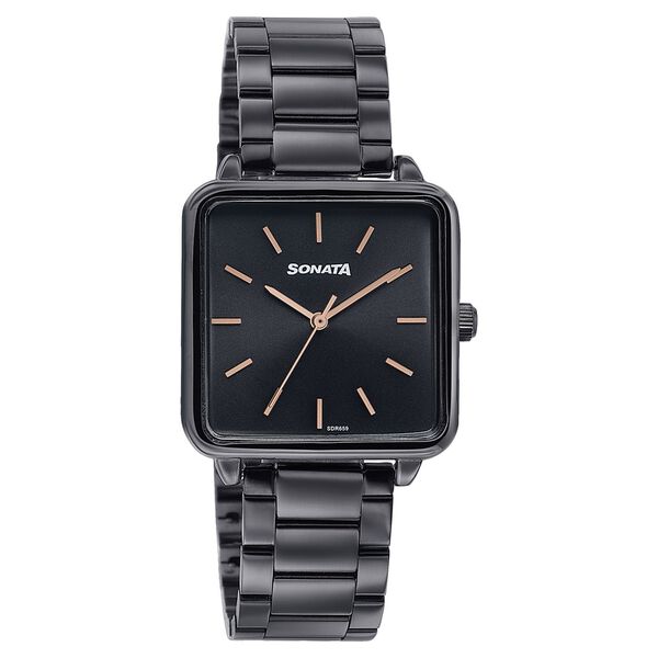 Sonata Wedding Edit Quartz Analog Black Dial Stainless Steel Strap Watch For Women - image number 2