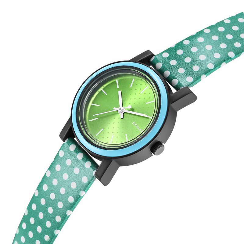 Sonata Dot to Dot Green Dial Plastic Strap Watch for Women - image number 2